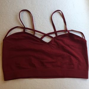 Zenana Outfitters maroon cage bralette